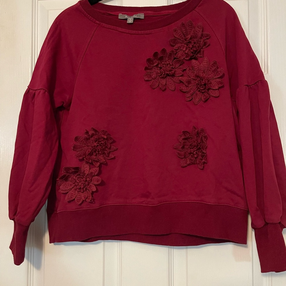 Anthropologie Red Floral Sweatshirt
